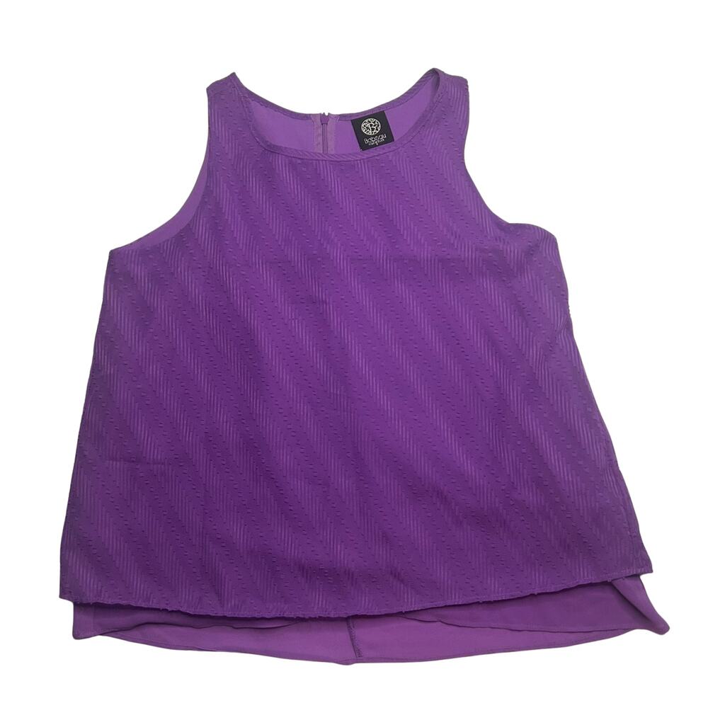 Bobeau Small Purple Textured Knit Layered Tank Blouse Back Zip Office Siren Y2K